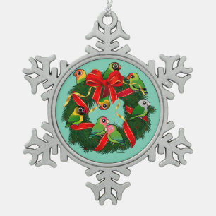 Ornement Flocon De Neige Lovebirds Birdoré couronne de Noël