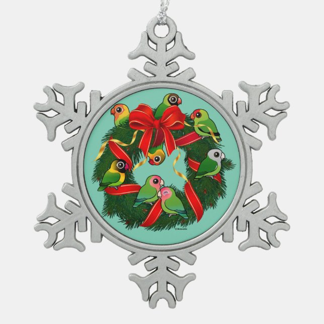 Ornement Flocon De Neige Lovebirds Birdoré couronne de Noël (Devant)