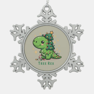 Ornement Flocon De Neige Lumière de dinosaure de Noël Fête drôle Rex d'arbr
