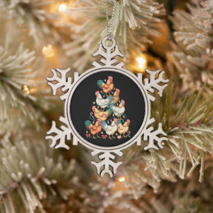 Ornement Flocon De Neige Lumières de sapin de Noël de poulet Saison de vaca
