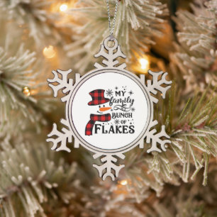 Ornement Flocon De Neige Ma famille est une bande de Flakes Snowflake