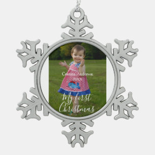 Ornement Flocon De Neige ma première fille de Noël nom photo année simple