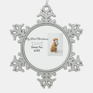 Ornement Flocon De Neige Ma première photo d'animal de Noël nom année os