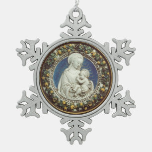 ORNEMENT FLOCON DE NEIGE MADONNA AVEC ENFANT