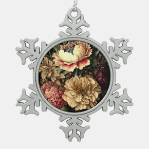 Ornement Flocon De Neige Magnifique arrangement floral Vintage