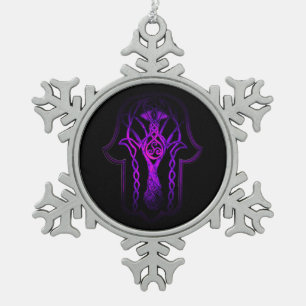 Ornement Flocon De Neige Main de hamsa celtique (violet)