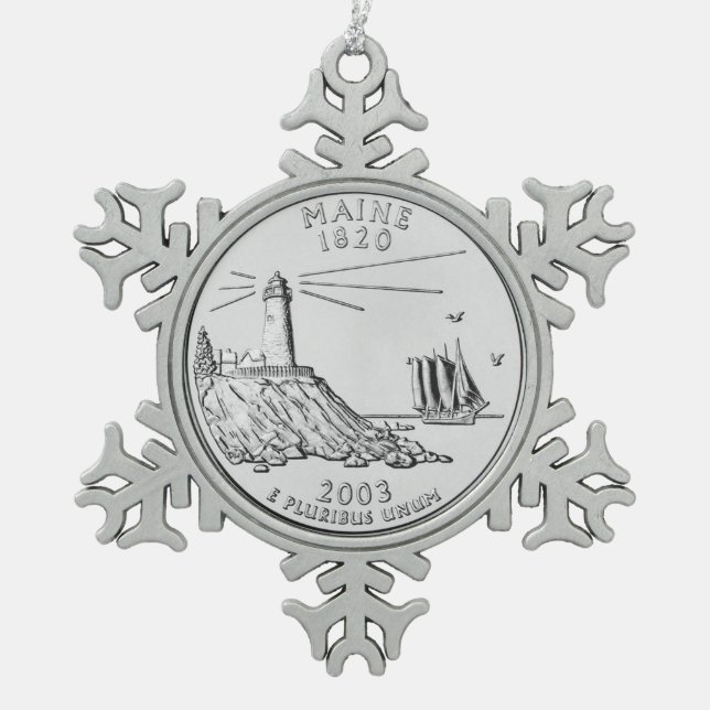 Ornement Flocon De Neige Maine State Quarter (Devant)