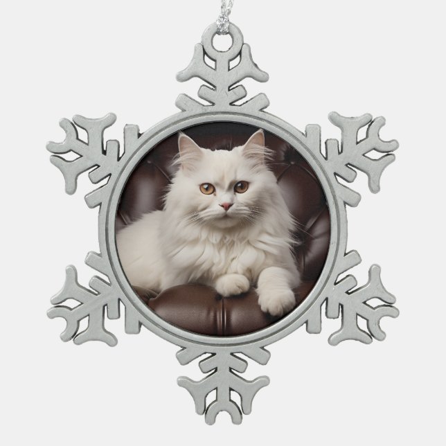 Ornement Flocon De Neige Majestic white cat (Devant)
