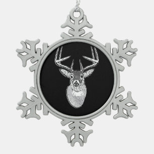Ornement Flocon De Neige Mâle sur la tête noire de cerfs communs de queue