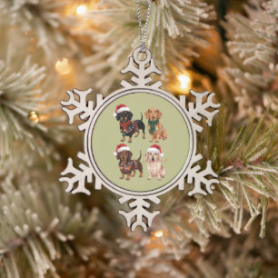 Ornement Flocon De Neige Maman de chien de Noël teckel Amateur Cadeau de No