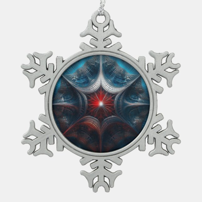 Ornement Flocon De Neige Mandelbrot manipulé avec Starburst Center (Devant)