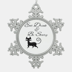 Ornement Flocon De Neige Manger Boire Et Être Chat Effrayant Drôle Mignon H