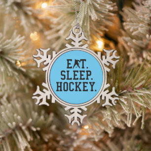 Ornement Flocon De Neige Manger Dormir Hockey - Amoureux de Hockey    