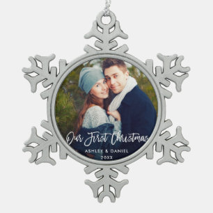 Ornement Flocon De Neige Manuscrit moderne de brosse nos premiers couples