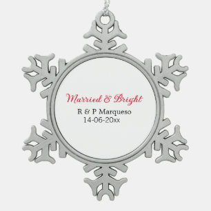 Ornement Flocon De Neige Mariés & lumineux ajouter le nom du couple mariage