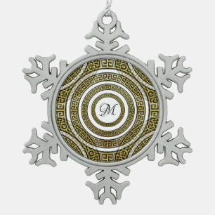 Ornement Flocon De Neige Méandre de clé grecque en monogramme de symétrie g