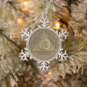 Ornement Flocon De Neige Médaille de 6 ans d'abstinence