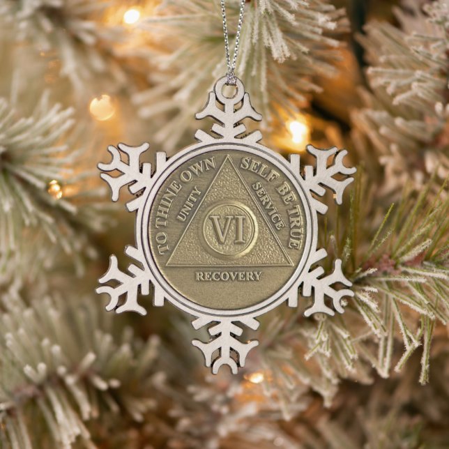 Ornement Flocon De Neige Médaille de 6 ans d'abstinence (Arbre)