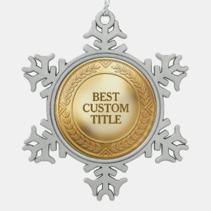 Ornement Flocon De Neige Médaille personnalisée 3D réaliste en feuille d'or
