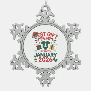 Ornement Flocon De Neige Meilleur cadeau de Noël arrive janvier 2026 pour l