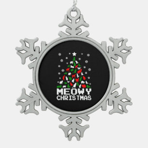 Ornement Flocon De Neige Meowy Christmas Cat Tree laid
