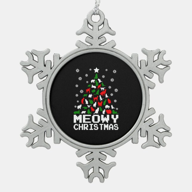 Ornement Flocon De Neige Meowy Christmas Cat Tree laid (Devant)