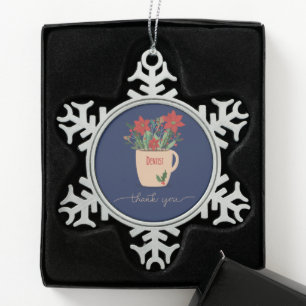 Ornement Flocon De Neige Merci dentaire à Noël Poinsettias