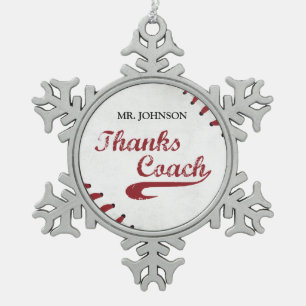 Ornement Flocon De Neige Merci entraîneur de baseball Grand Baseball Grunge