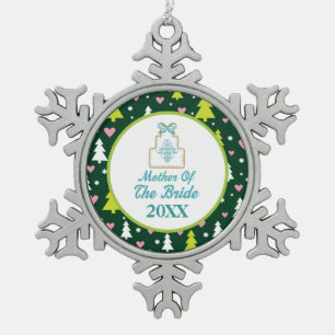 Ornement Flocon De Neige Mère du cadeau de mariage de Noël de jeune mariée