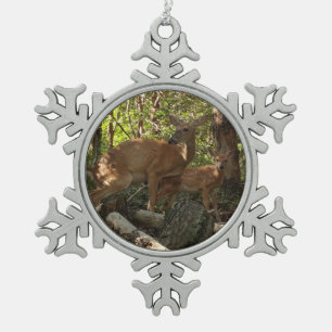 Ornement Flocon De Neige Mère et bébé cerf au Parc national de Shenandoah