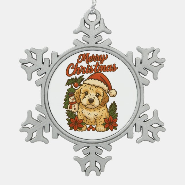 Ornement Flocon De Neige Merry Christmas Cockapoo Snowflake Framed Ornament (Devant)