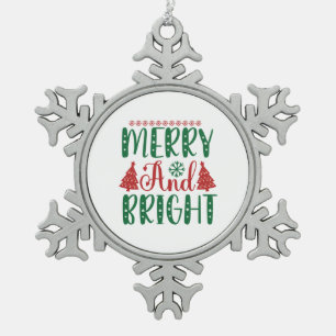 Ornement Flocon De Neige Merry Christmas Merry And Bright