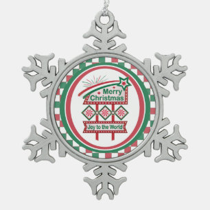 Ornement Flocon De Neige Merry Christmas Retro Marquee - Joy to the World