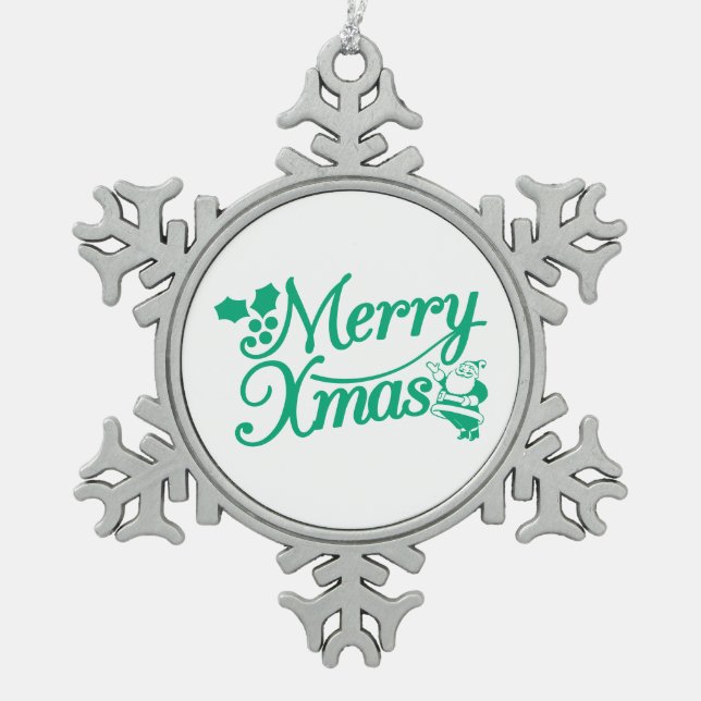 Ornement Flocon De Neige Merry Christmas Snowflake Ornament (Devant)