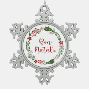 Ornement Flocon De Neige Merry Christmas Wreath, Bon Natali