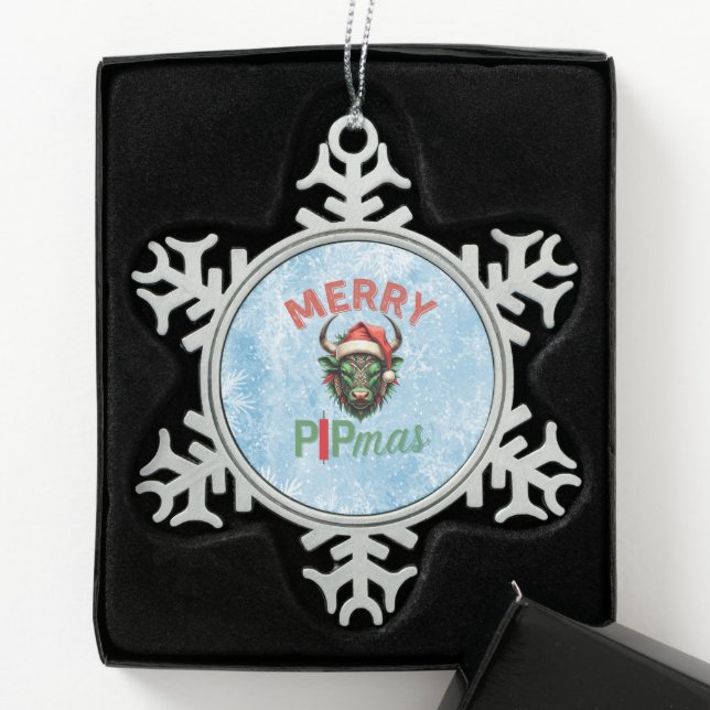 Ornement Flocon De Neige Merry PIPmas Trading Bull Christmas Design – Funny (Boîte)