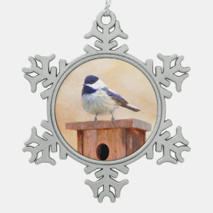 Ornement Flocon De Neige Mésange sur la peinture de maison d'oiseau Art d'o