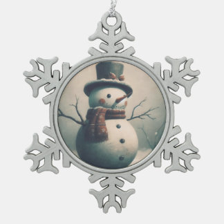 Ornement Flocon De Neige Mignons Snowman Vintage pour Noël neigeux