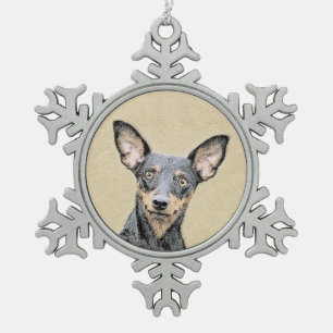 Ornement Flocon De Neige Miniature Pinscher Peinture mignonne Chien Art ori