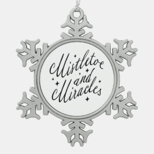 Ornement Flocon De Neige Mistletoe et Miracles Noir et Blanc