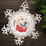 Ornement Flocon De Neige Mon premier Noël pour toujours Accueil Moderne Pho<br><div class="desc">Ce design simple et classique est composé de typographie serif et d'ajouter une photo personnalisée. "Mon premier Noël dans ma maison à jamais" encercle la photo personnalisée.</div>