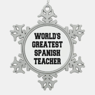 Ornement Flocon De Neige Monde meilleur professeur d'espagnol