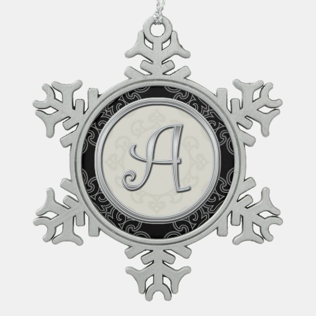Ornement Flocon De Neige Monogramme Argent Un Noël (Devant)