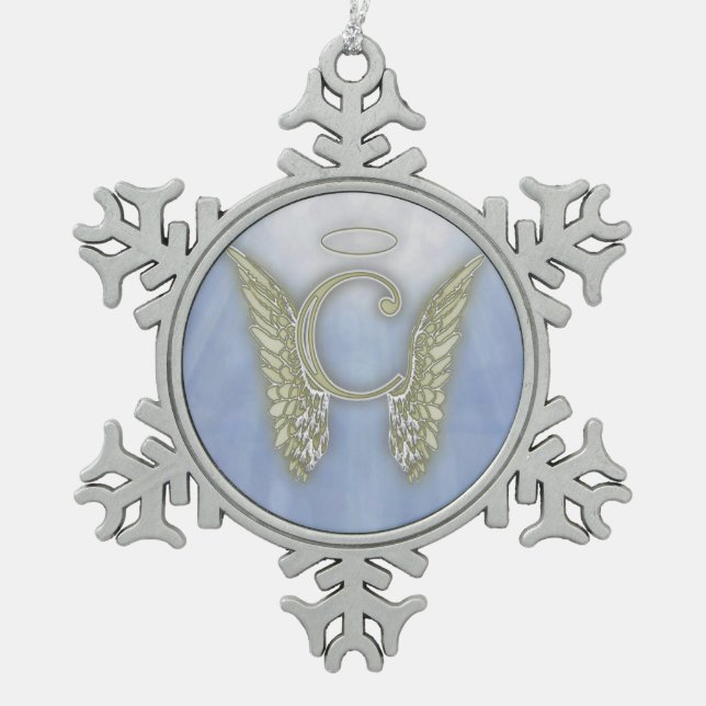 Ornement Flocon De Neige Monogramme d'ange de la lettre C (Devant)