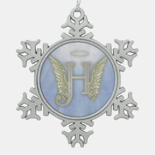 Ornement Flocon De Neige Monogramme d'ange de la lettre H