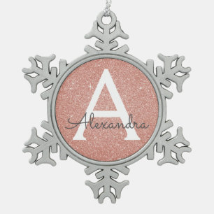 Ornement Flocon De Neige Monogramme de parties scintillantes et d'étincelle