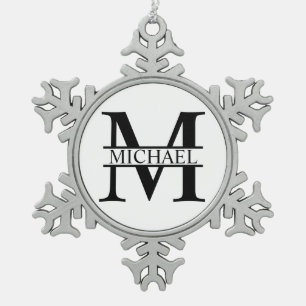Ornement Flocon De Neige Monogramme et nom personnalisés