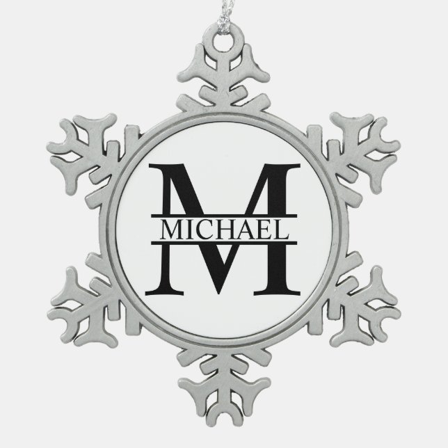 Ornement Flocon De Neige Monogramme et nom personnalisés (Devant)