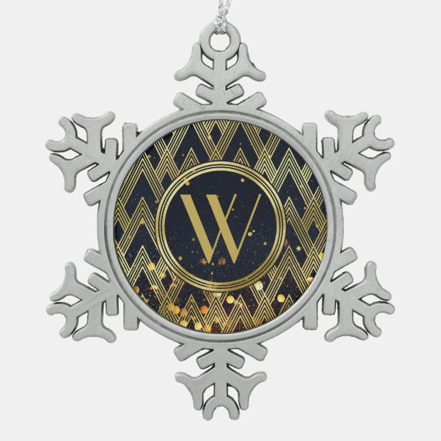 Ornement Flocon De Neige Monogramme géométrique fascinant de motif d'art (Devant)