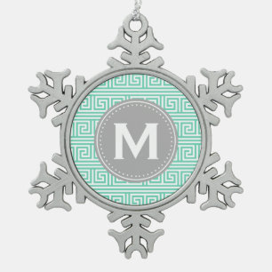 Ornement Flocon De Neige Monogramme Moderne Monnaie grecque Motif clé